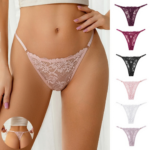 Tanga de encaje floral con cordones (paquete de 6)