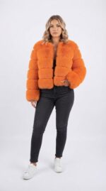 Chaqueta corta de pelo sintético a capas para mujer