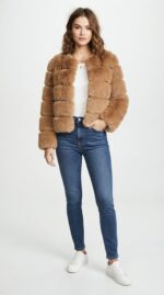 Chaqueta corta de pelo sintético a capas para mujer - vista 4