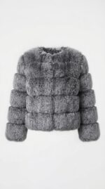 Chaqueta corta de pelo sintético a capas para mujer - vista 22