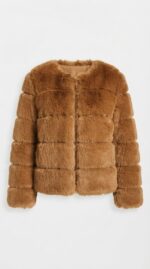 Chaqueta corta de pelo sintético a capas para mujer - vista 23