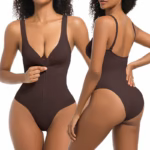 Back and booty lift of seamless invisible zip up bodysuit