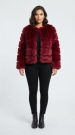 Chaqueta corta de pelo sintético a capas para mujer - vista 12