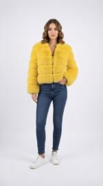 Chaqueta corta de pelo sintético a capas para mujer - vista 10