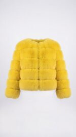 Chaqueta corta de pelo sintético a capas para mujer - estilo de vida