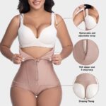 Back thong detail of high waisted shaping thong with straps