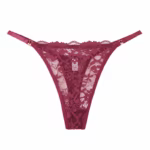 Tanga de encaje floral con cordones (paquete de 6) en fucsia - vista frontal