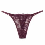 Tanga de encaje floral con cordones (paquete de 6) en lila - vista frontal