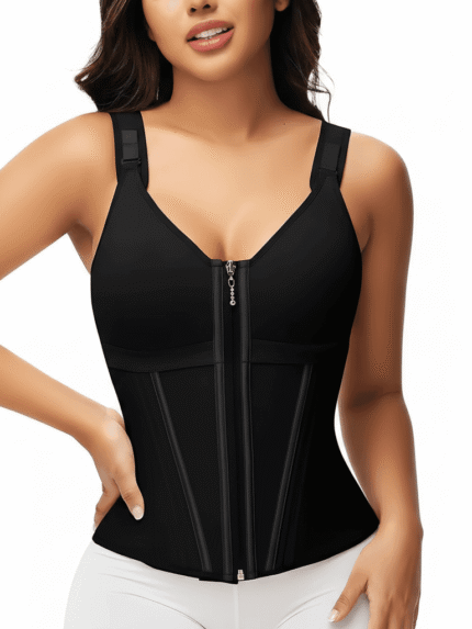 Side profile of 17 steel bone waist trainer vest