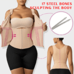 Hook closure details of 17 steel bone waist trainer vest