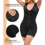 Strap and back detail of full body zipper shapewear bodysuit